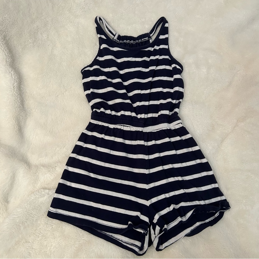 Size 8 GIRLS Navy/White Old Navy Romper A5